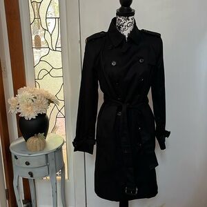 Banana Republic Black Double Breasted Trench Coat LARGE